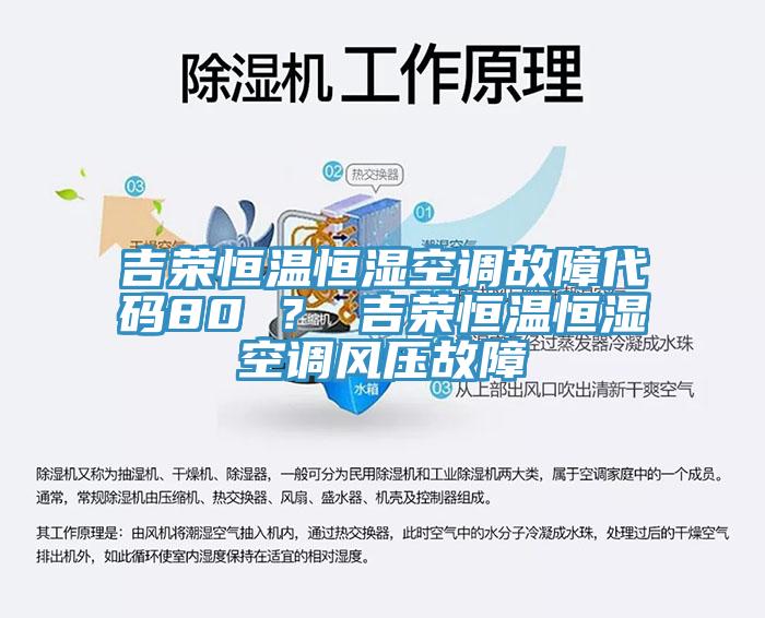吉榮恒溫恒濕空調(diào)故障代碼80 ？ 吉榮恒溫恒濕空調(diào)風(fēng)壓故障