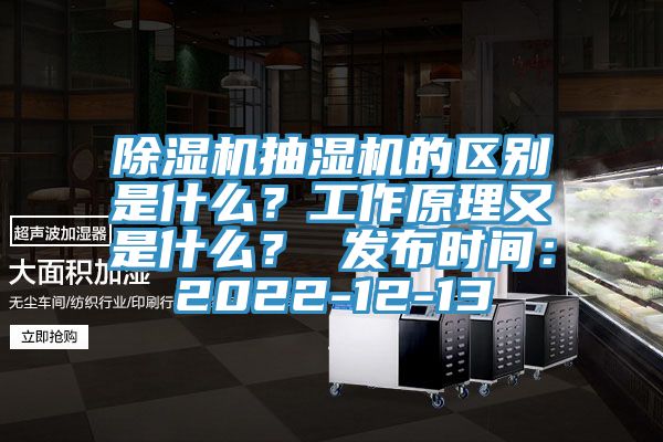 除濕機抽濕機的區(qū)別是什么？工作原理又是什么？ 發(fā)布時間：2022-12-13